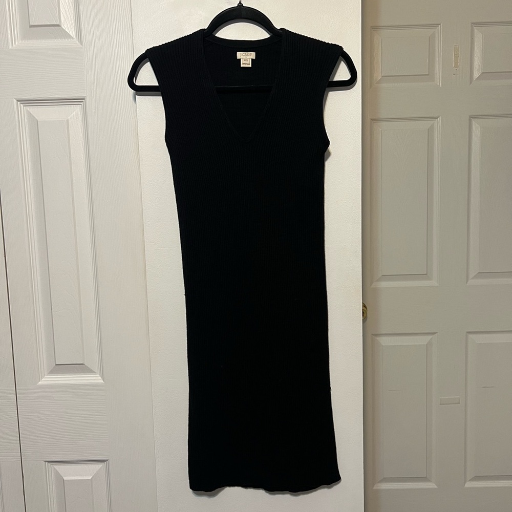 J. Crew Black Sleeveless Midi Tank Ribbed Dress. Size XXS